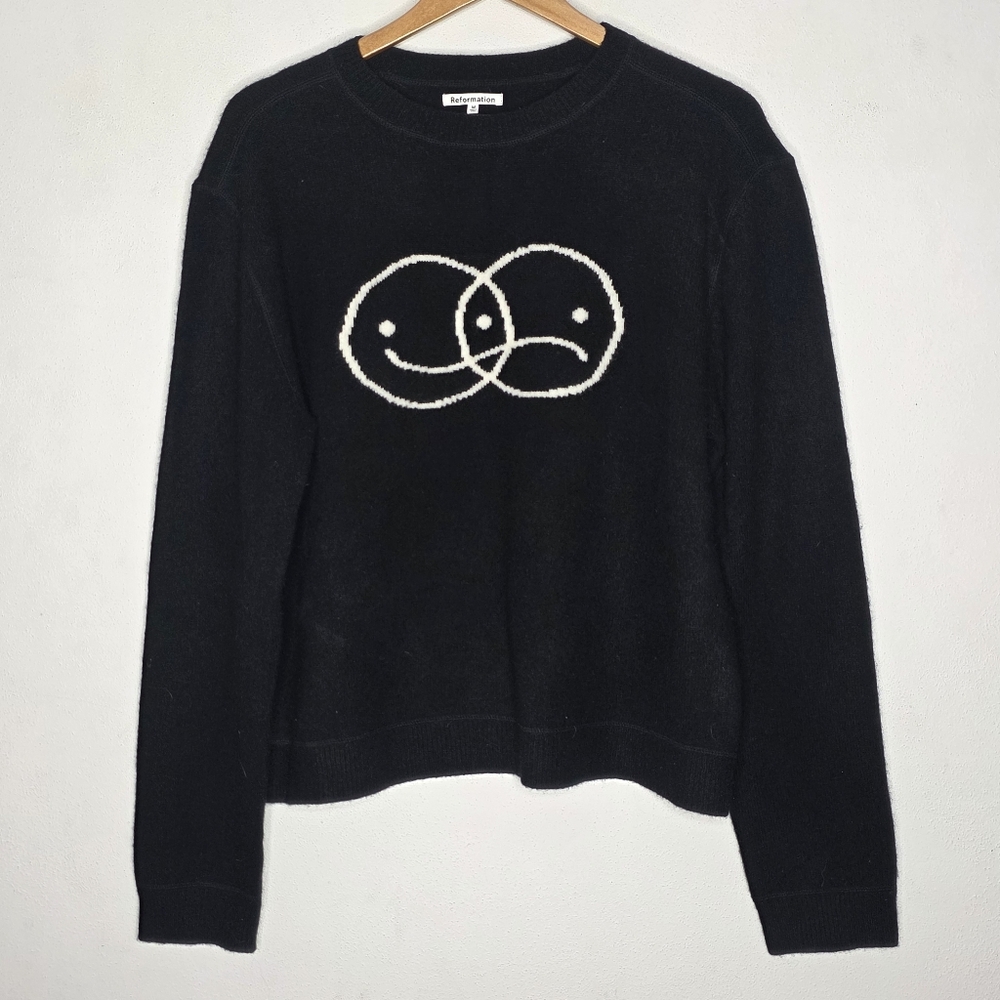 Reformation Sweater Womens Medium M Black Wool Mixed Emotions Pullover